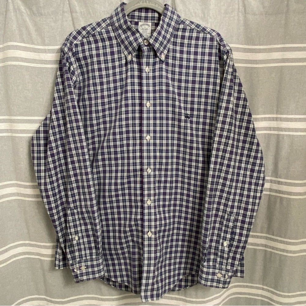BROOKS BROTHERS / Plaid Regent No Iron Long Sleeve Button Down Size L